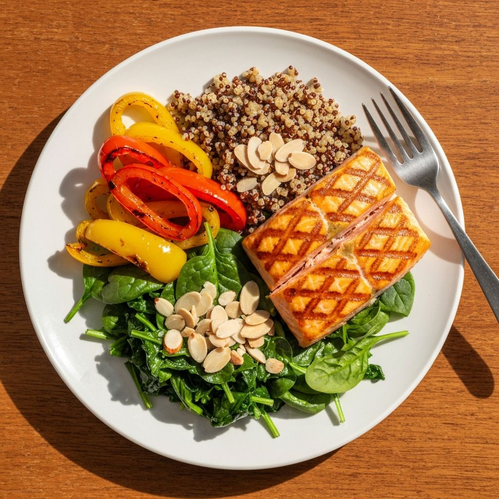 Example of balanced meal plate with food groups