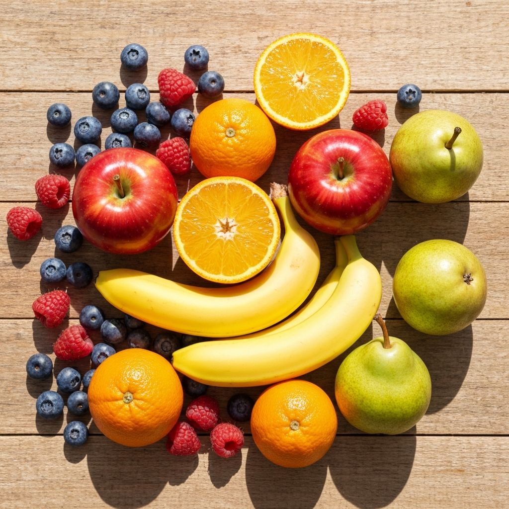 Assorted fresh fruits displayed naturally
